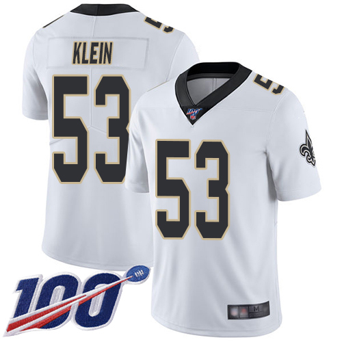 Men New Orleans Saints Limited White A J Klein Road Jersey NFL Football 53 100th Season Vapor Untouchable Jersey